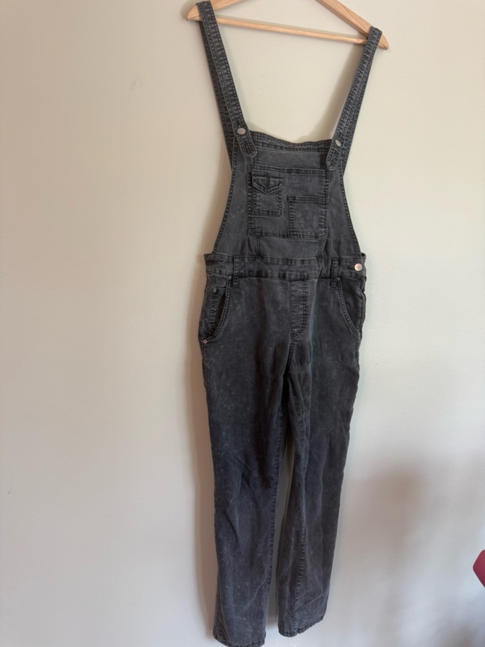 Free People Grey Overalls Skinny Leg Cropped Rolled Hem 28 Casual Festival - Picture 4 of 11